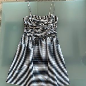 Cute mini dress for summer.  Cornflower blue and white striped dress.